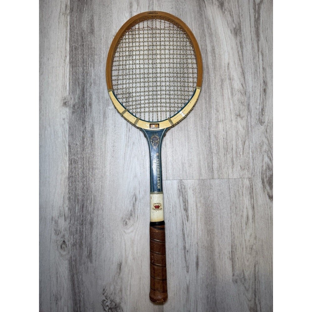 Vintage Masterbuilt Wooden Tennis Racquet 27” w/ Original Cover
